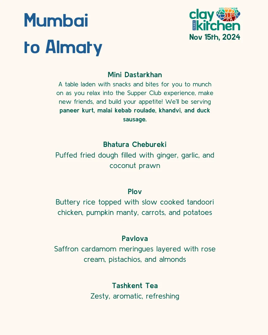 Mumbai to Almaty menu